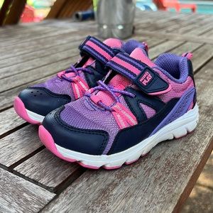 Stride Rite Girls M2P Journey Athletic Sneaker, Purple Multi, 8 Wide Toddler
